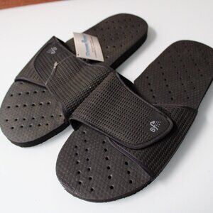 Showaflops Black Slide Anti-Slip Shower Sandals Mens Black Size 13/14 NWT